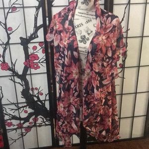 Beautiful Blue and pink flowers shawl- one size fits most